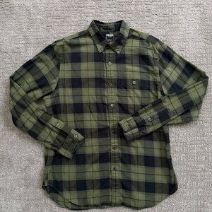 Todd Snyder Army Green & Black Plaid Flannel Button-Down Shirt Men’s Size Medium
